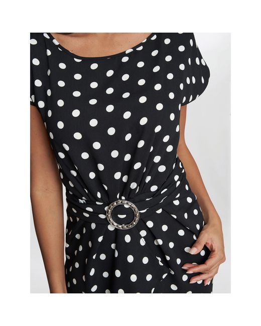 Gina Bacconi Black Jemima Spot Print Satin Dress