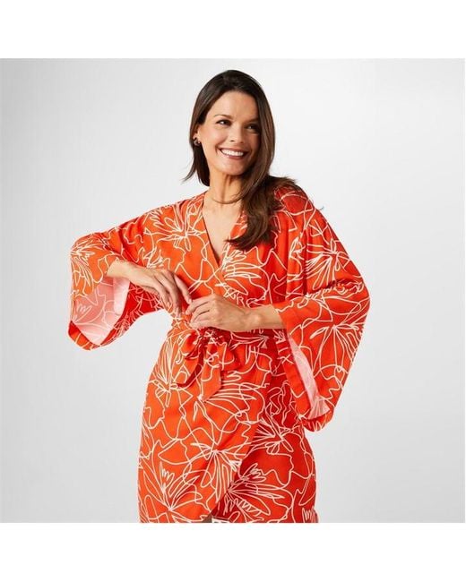 Biba Red Kimono Wrap Dress