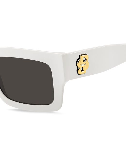 Boss White Rectangular Round Sunglasses