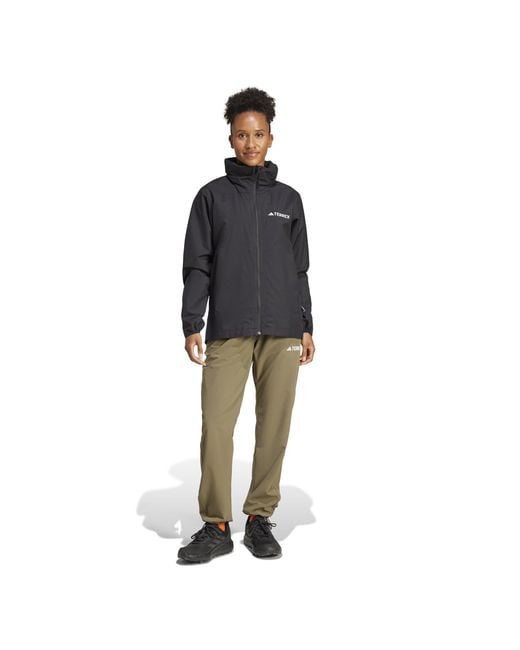 Adidas Blue Multi Essentials Hooded Long Sleeve Waterproof Jacket