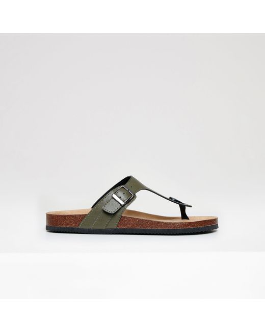 Threadbare Brown Faux Leather Toe Post Sandals for men