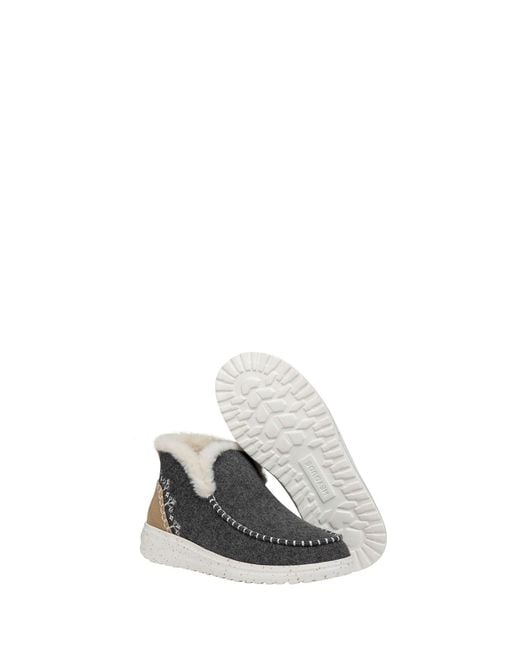HeyDude Gray Denny Wool Faux Shearling Boots