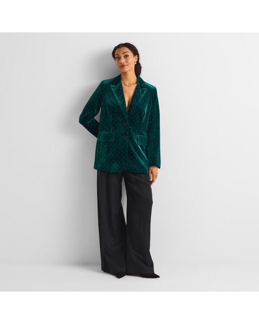 Never Fully Dressed Green Velvet Blazer