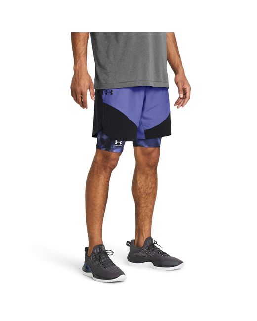 Under Armour Blue Elite Hybrid Performance Gym Shorts for men