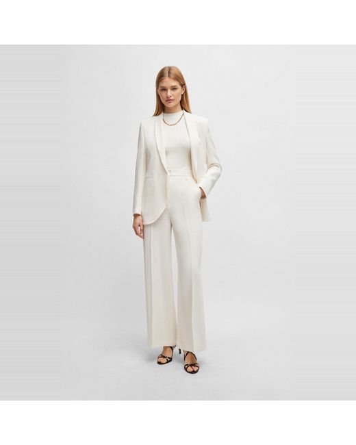 Boss White Tikela Straight Leg Trousers, Straight Leg Design