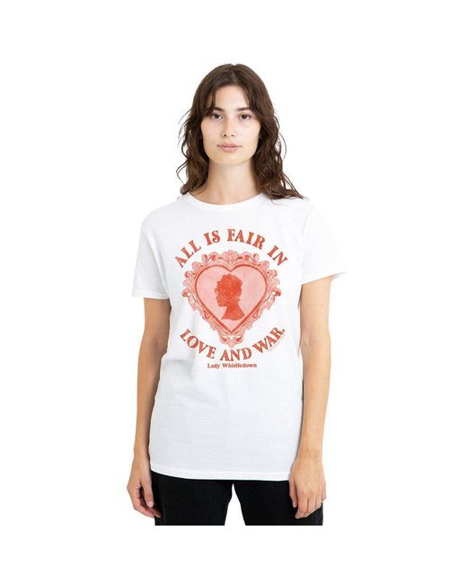 Bridgerton White Love And War Lady Whistledown T Shirt