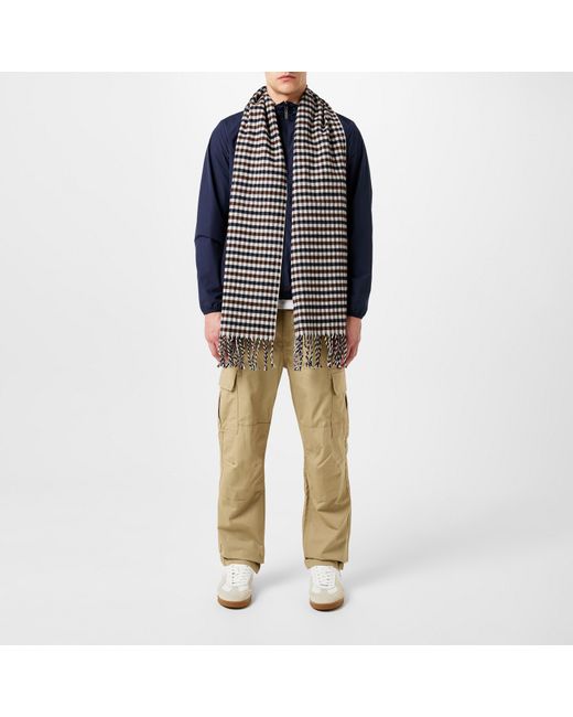 Aquascutum Blue Check Knit Scarf for men