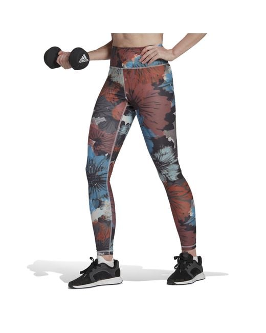 Adidas Blue Training Essentials Printed Gym Legging