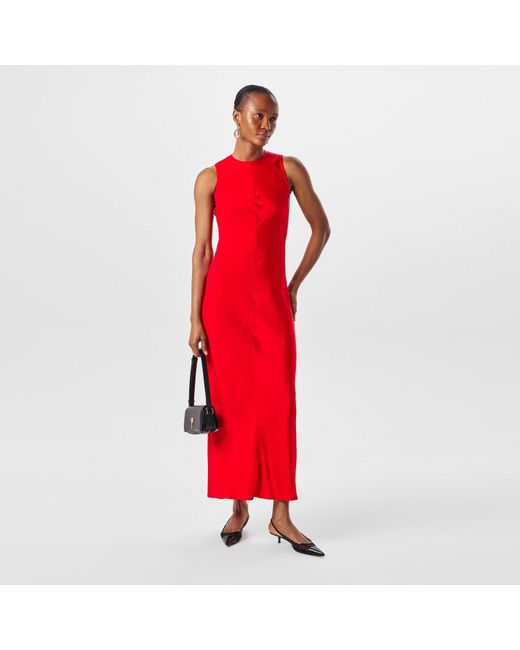 AMI Red Long Fluid Maxi Dress
