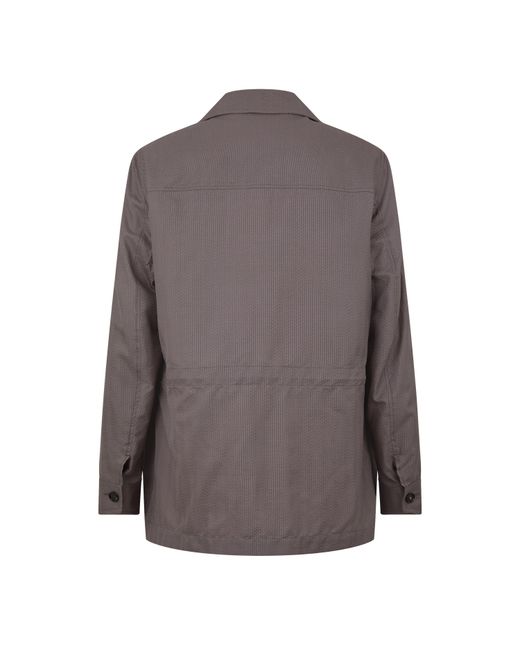 Brioni Brown Seersucker Long Sleeve Blazer for men