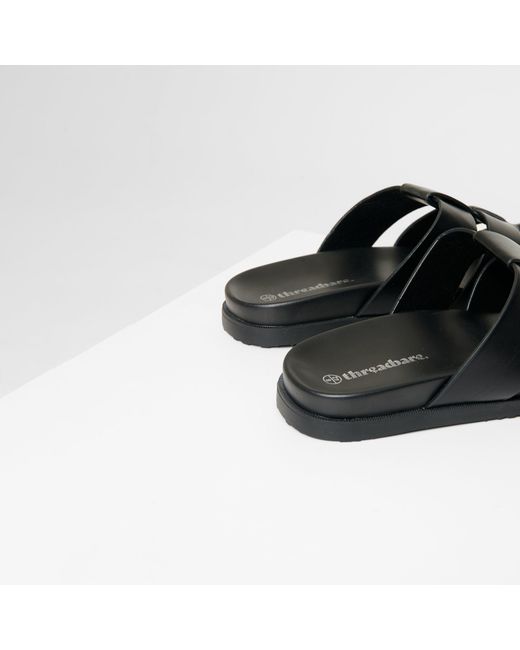 Threadbare Black Gladiator Slip-On Sandals for men