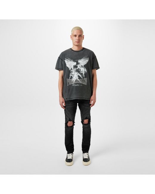 Purple Brand Black Mid Rise Distressed Jeans for men