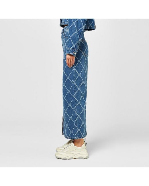 HUGO Blue Rigid-Denim Maxi Skirt