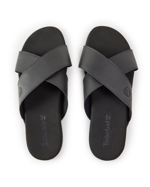 Timberland Black Solid Patterned Open Toe Slide Sandals for men