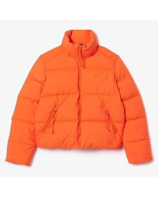 Lacoste Orange Relaxed-Fit Hooded Down Jacket