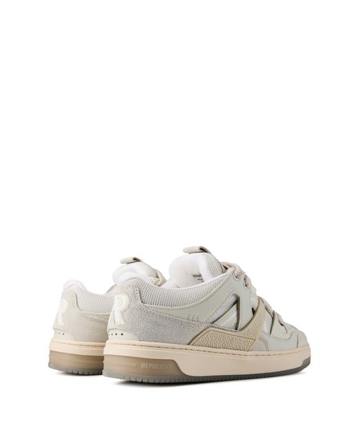 Represent White Panelled Canvas Chunky Sneakers for men