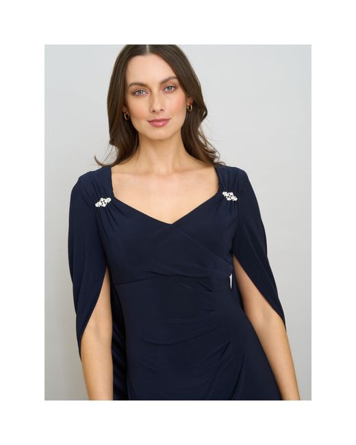 Gina Bacconi Blue Jenna Draped Back Shoulder Maxi Dress