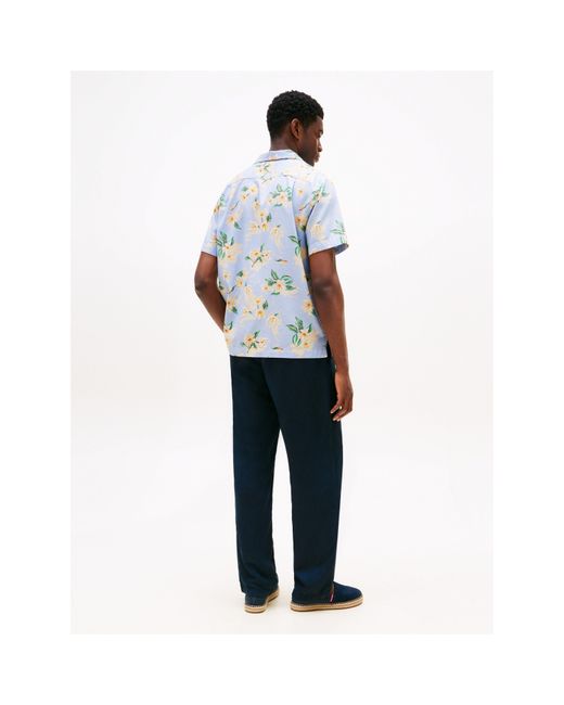 Tommy Hilfiger Blue Floral Short-Sleeve Patterned Shirt for men