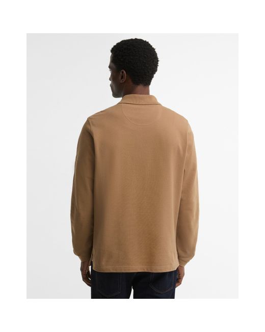 Barbour Brown Essentials Long Sleeve Polo Shirt for men