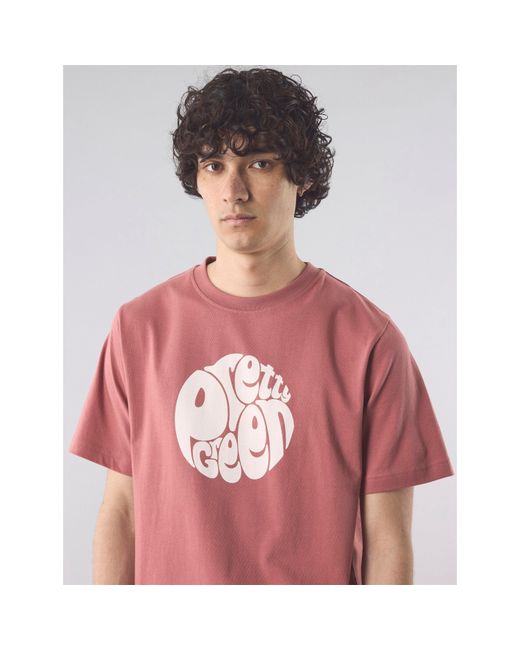 Pretty Green Pink Gillespie Logo Regular Fit T-Shirt for men
