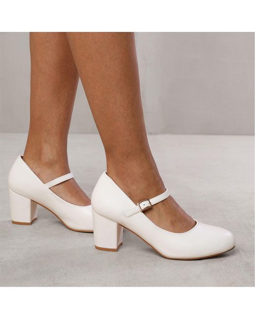 Where's That From White Araceli Block Heel Pumps