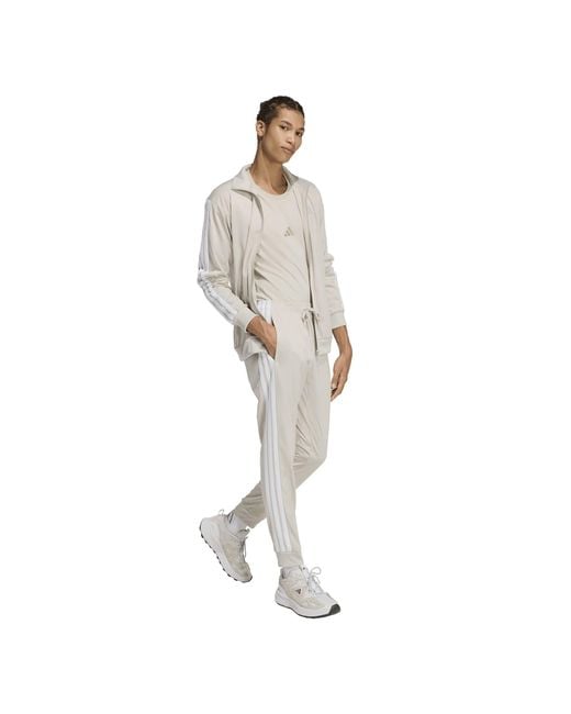 Adidas Gray 3-Stripes Tricot Tapered Joggers for men