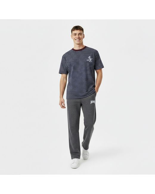 Jack Wills Gray Graphic Cotton Open Hem Fleece Joggers for men