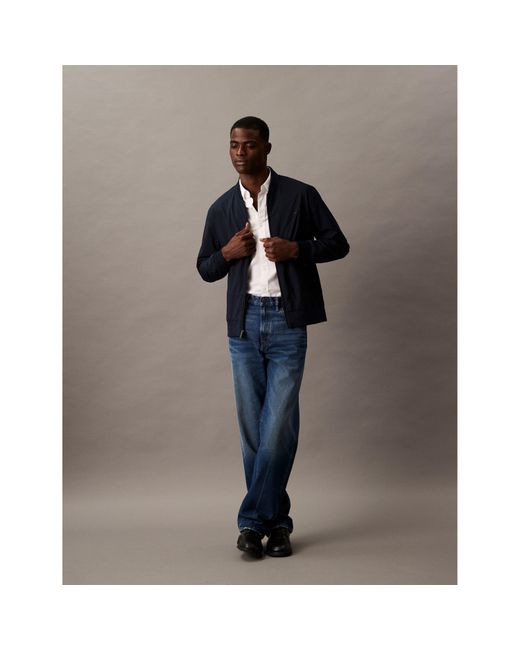 Calvin Klein Blue Matte Long Sleeve Bomber Jacket for men