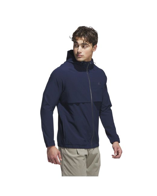 Adidas Blue Go To Full-Zip Windbreaker Thermal Performance Golf Jacket for men