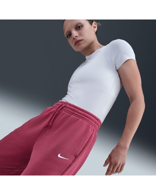 Nike Red Sportswear Phoenix Fleece Mid-Rise Sweatpants