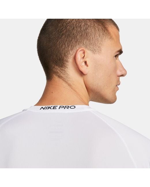 Nike White Pro Dri-Fit Tight Long-Sleeve Fitness Top for men