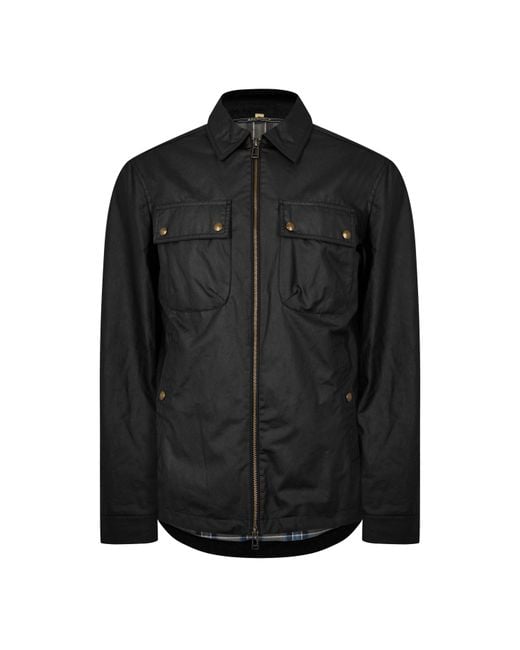 Belstaff Black Tour Waxed Cotton Waterproof Long Sleeve Overshirt for men