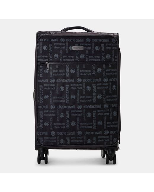 Roberto Cavalli Black Jacquard Soft Suitcase