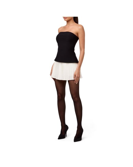 Naked Wardrobe Black Pleated Tube Contrast Mini Dress