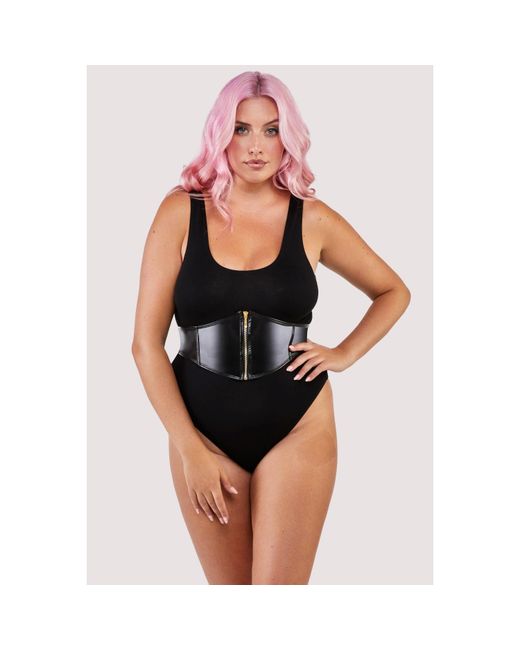 Wolf & Whistle Black Melody Jersey Body With Pu Panel