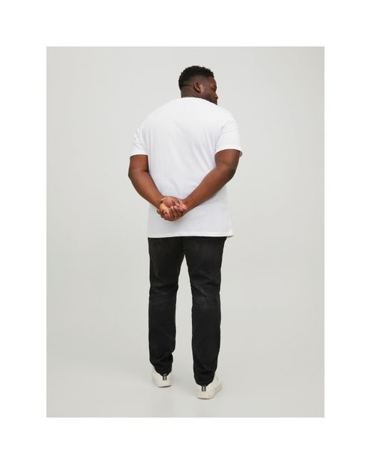 Jack & Jones White Jack Short Sleeve Logo T-Shirt Plus Size for men