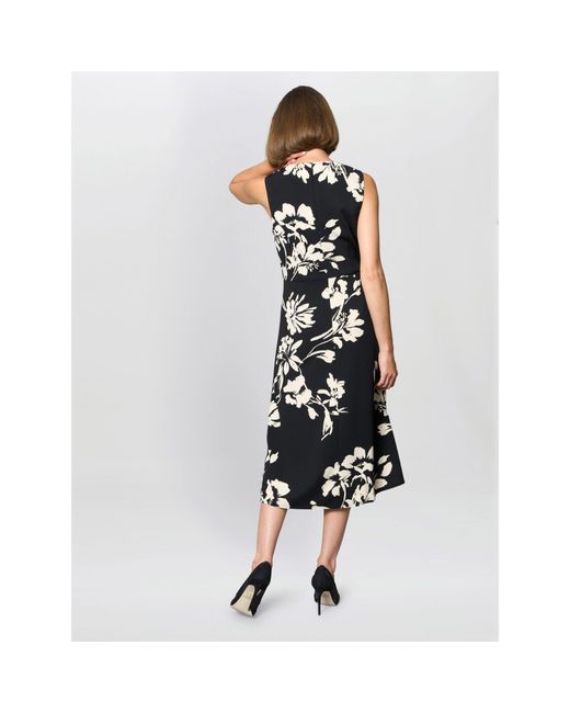 Gina Bacconi Black Joely Placement Floral Print Dress