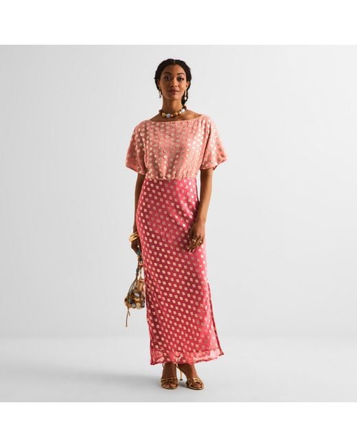 Never Fully Dressed Red Tilly Jacquard Maxi Dress