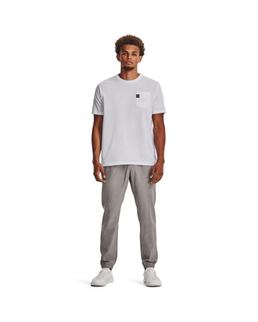 Under Armour Gray Stretch Printed Closed Hem Woven Joggers for men