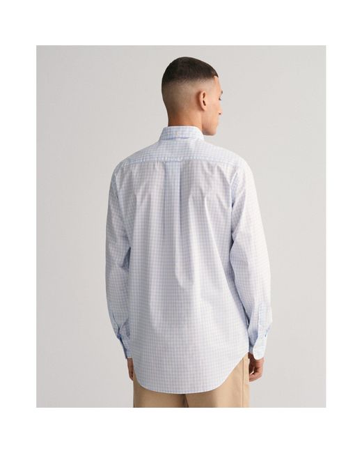 Gant Blue Regular Fit Gingham Poplin Shirt for men