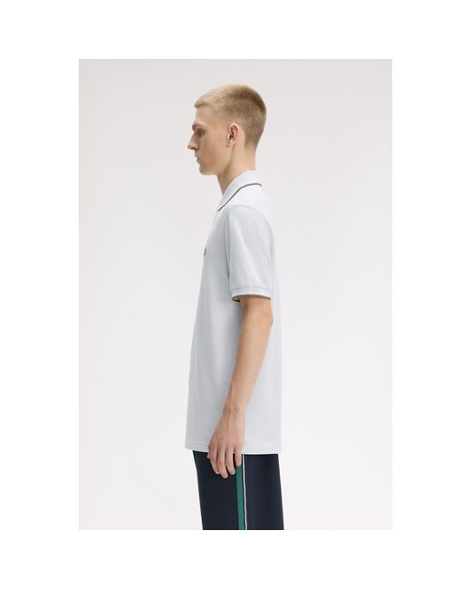 Fred Perry White Short Sleeve Twin Tipped Polo Shirt for men