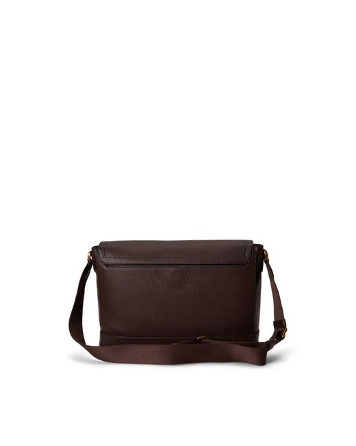 Polo Ralph Lauren Black Pebbled Leather Messenger Bag
