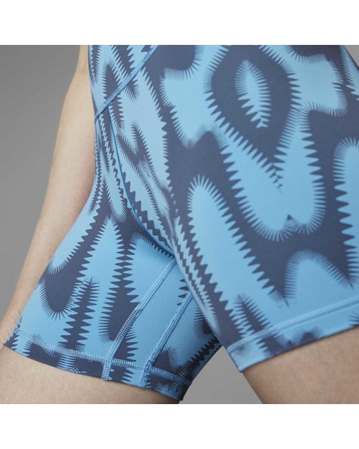 Adidas Blue All Over Print Compression Shorts