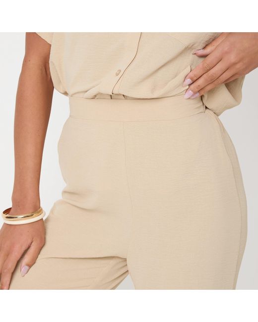 I Saw It First Natural Soft Crepe Wide Leg Trousers