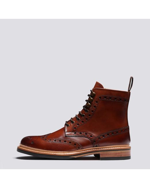 GRENSON Brown Fred Brogue Boot for men