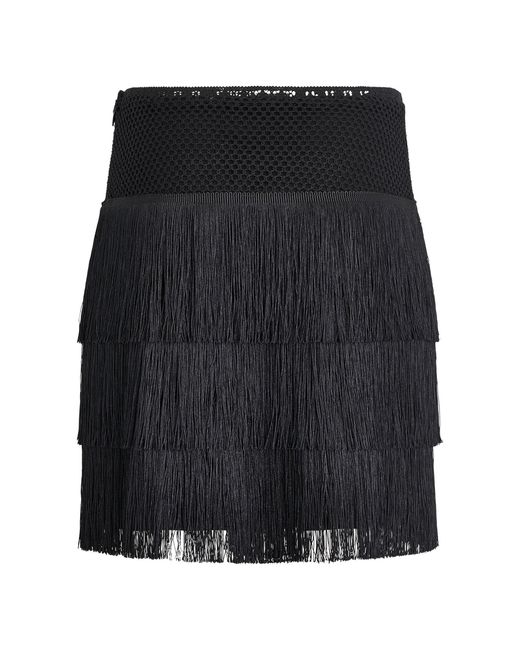 DKNY Black Fringe Mini Skirt