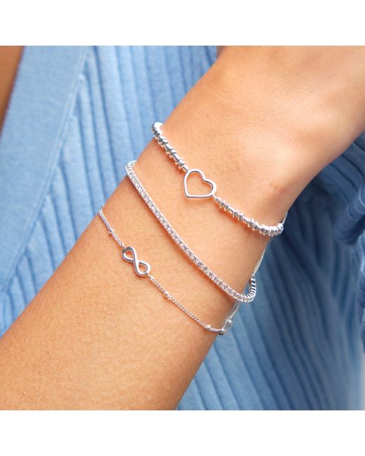 Simply Silver Metallic Sterling 925 Cz Fine Tennis Bracelet