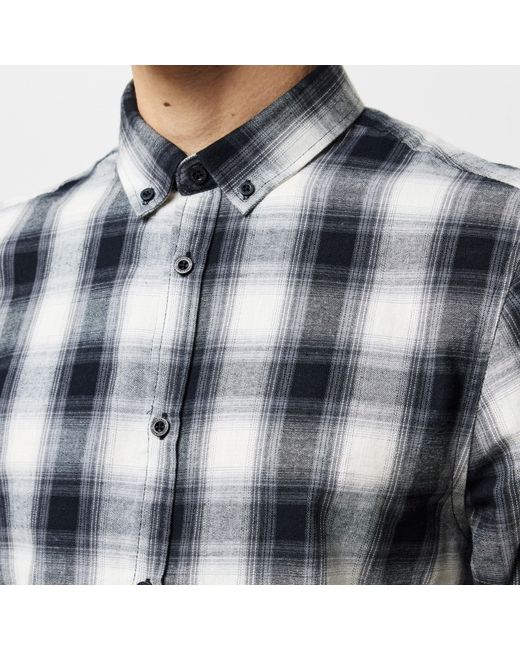 Threadbare Blue Cheque Long-Sleeve Patterned Shirt for men