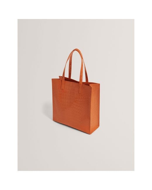 Ted Baker Orange Large Croc Icon Tote Bag