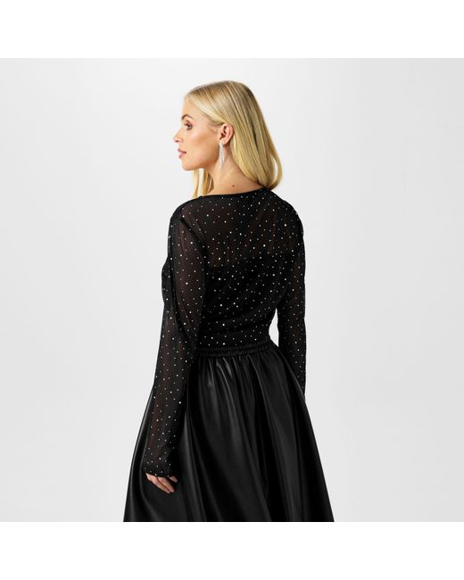 Biba Black Sequin Mesh Top